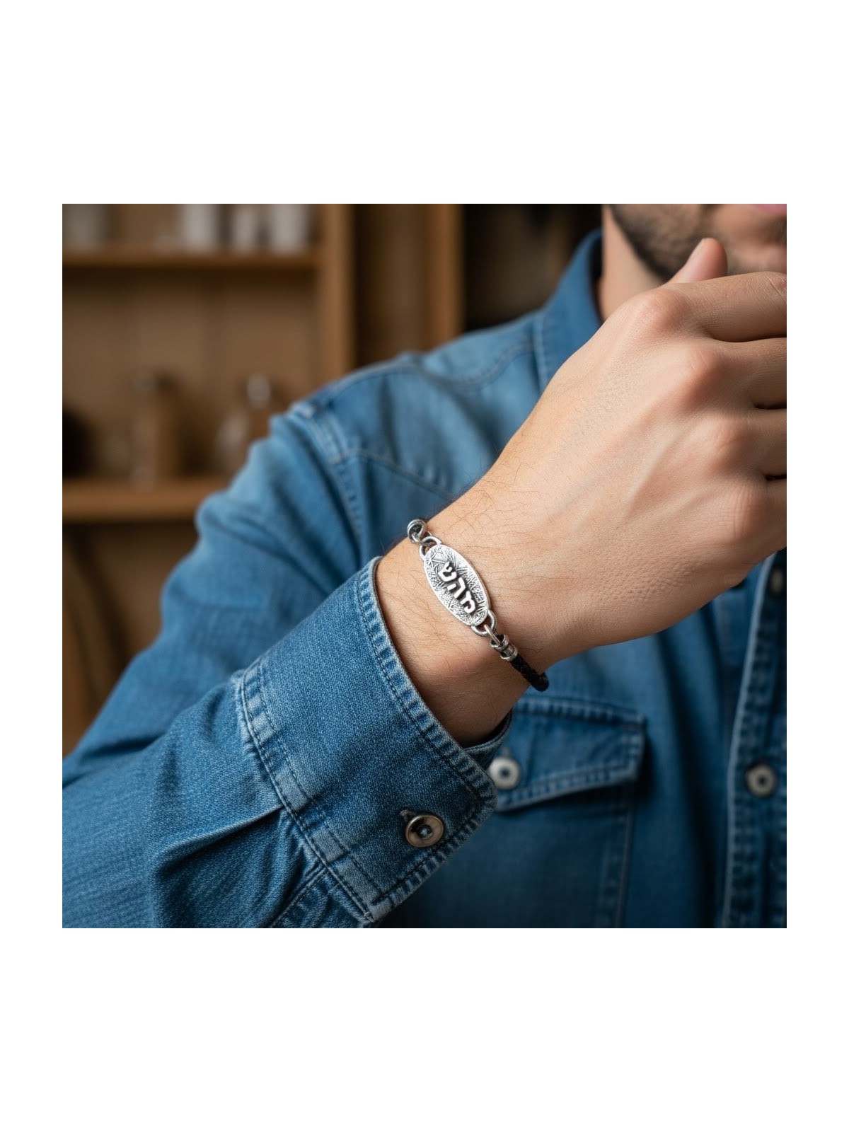 Sterling Silver & Leather Kabbalah Healing Bracelet